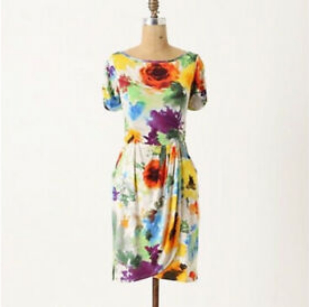 Anthropologie Multicolor Floral Midi Dress